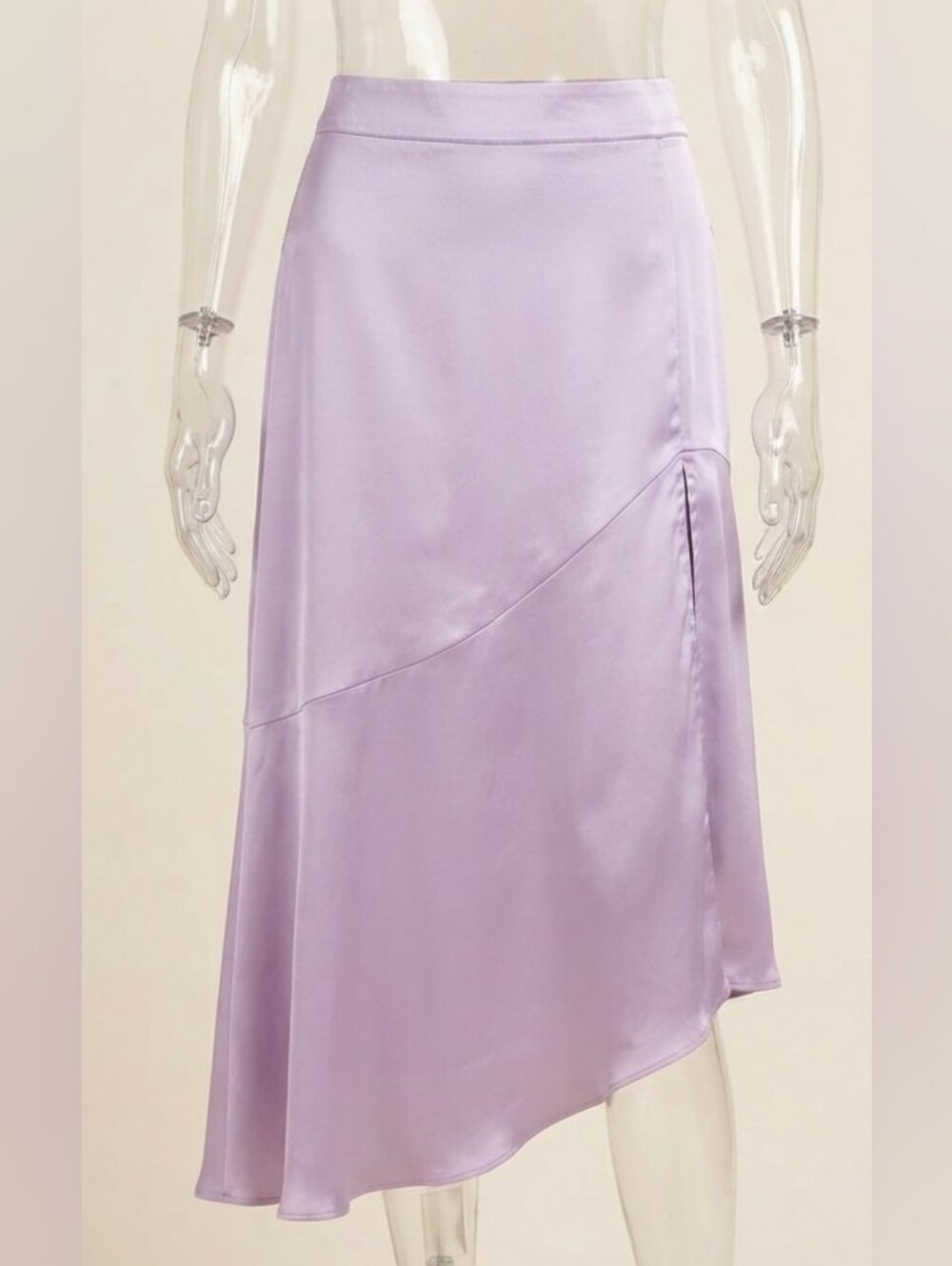 Free People Lavender Satin Asymmetric Hem Midi Skirt
